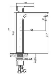 Смеситель для раковины, высокий, донный клапан click clack в комплекте, цв.хром Cersanit geo 63043