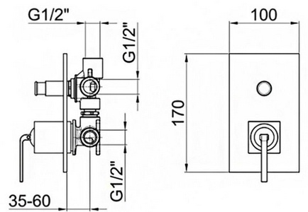 Смеситель для душа, встраиваемый в сену, встраиваемая часть в компл., в компл., (цв.черный матовый),  ZZ Webert Elio EL880101564