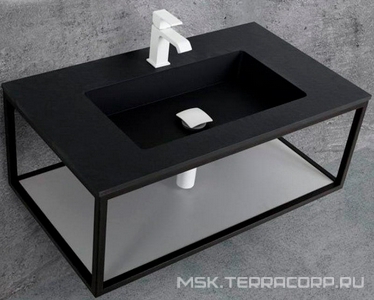 Одноярусный подвесной стальной сварной каркас под раковину, 80х46х30см, (цв.Nero),  ZZ Cezares Cadro CADRO-80/46/30-1C-SO-MET-ST