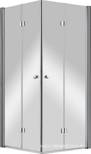 Душевой уголок 800х800хh1950мм, квадрантый, 2 складные двери, (стекло прозр.6мм, фурнит.цв.хром),  ZZ Cezares Eco eco-o-as-2-80-c-cr