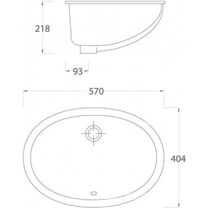 Раковина встраиваемая в столешницу снизу 570х400мм, без отв. д/смес., с переливом, БЕЗ креплений арт.ACA001, (цв. белый),  ArtСeram Diana DIL001 01; 00
