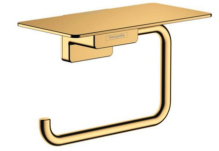 Держатель для туалетной бумаги, с полкой, (цв.полированный золотой),  ZZ Hansgrohe AddStoris 41772990