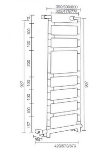 Полотенцесушитель 574/8 box DX int. 475 8M, (цв.хром), (эл.+Bох подкл справа), Margaroli  ZZ Margaroli Sereno MA0574NN0801CR