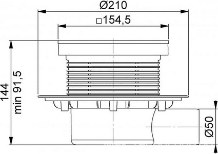 Трап для душа, выпуск гориз.d50мм, (пластик, вставка полая под плитку, рамка нерж.сталь полир., 15х15см), Bettoserb Designer Beauty Bettoserb Универсал 13000085B