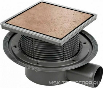 Трап для душа, выпуск гориз.d50мм, (пластик, вставка полая под плитку, рамка нерж.сталь полир., 15х15см), Bettoserb Designer Beauty Bettoserb Универсал 13000085B