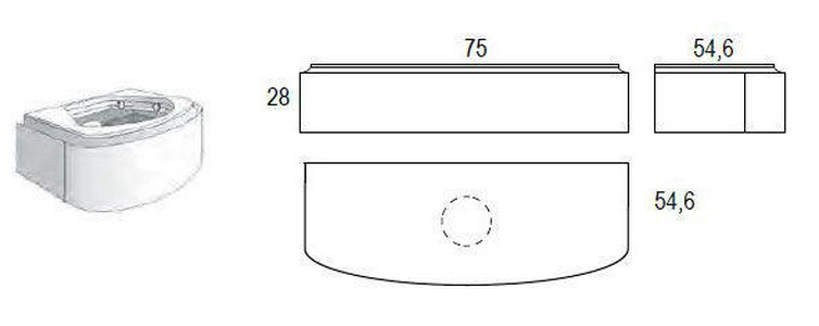 Тумба подвесная 75х54,6х28,1см с 1 выдв.ящиком (цв.Ebony, вставка BronzoAntico,крепл. в комплекте)  ZZ Karol Bania KB 075/Ebony/BrAntico