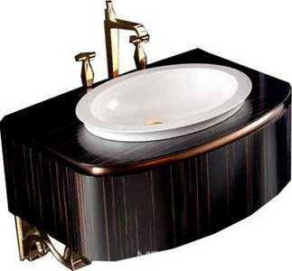 Тумба подвесная 75х54,6х28,1см с 1 выдв.ящиком (цв.Ebony, вставка BronzoAntico,крепл. в комплекте)  ZZ Karol Bania KB 075/Ebony/BrAntico