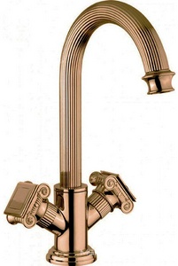 Смеситель для раковины, с д/к, (цв.бронза, ручки квадратные),  ZZ Cezares Olimp OLIMP-LS2-02-O