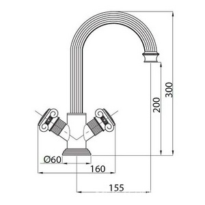 Смеситель для раковины, с д/к, (цв.бронза, ручки квадратные),  ZZ Cezares Olimp OLIMP-LS2-02-O