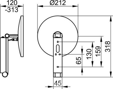 Зеркало косметическое 212х212мм, кругое, на кронштейне с шарниром, с подсветкой, кнопочный выключатель, увеличение х5, (цв.хром), iLook move ZZ Keuco ILook move 17612 019004