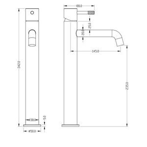 Смеситель для раковины, высокий, цв. золото матовый ZZ Boheme UNO 462-MG