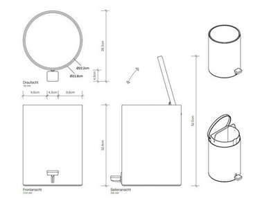 Ведро 23,5хh32см, с педалью и крышкой, с микролифтом, (цв.хром), TE 50 ZZ Decor Walther Универсал 0613600