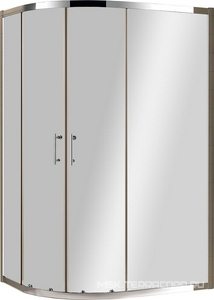 Душевой уголок ассиметричный 1000х800хh1900мм,  R550мм, 2 сдвиж.дверцы с 2 неподв. сегм., вход 480мм, (стекло прозрачное 6мм, фурн.цв.хром), EСO ZZ Cezares Eco ECO-O-RH-2-100/80-C-Cr