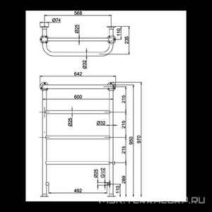 Полотенцесушитель напольный, 600х235х950мм, только закрытую систему отопления, без вентилей арт.R6CHR, (цв.хром), Burlington  ZZ Burlington Berkeley R4CHR