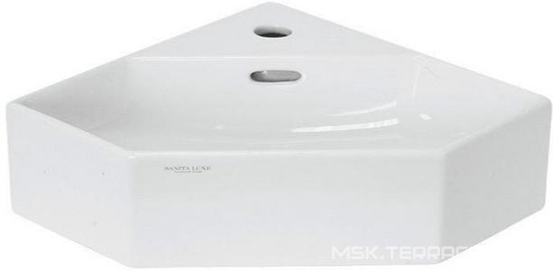 Раковина угловая накладная  35, без крепежа (арт 0030107), цв белый Sanita Luxe Line WB.CR/Line/35-C/WHT.G/S1