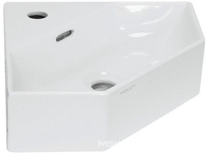 Раковина угловая накладная  35, без крепежа (арт 0030107), цв белый Sanita Luxe Line WB.CR/Line/35-C/WHT.G/S1