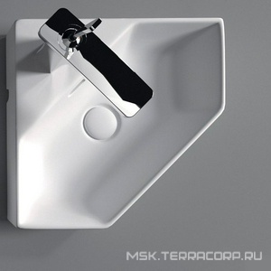 Раковина угловая накладная  35, без крепежа (арт 0030107), цв белый Sanita Luxe Line WB.CR/Line/35-C/WHT.G/S1