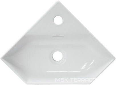 Раковина угловая накладная  35, без крепежа (арт 0030107), цв белый Sanita Luxe Line WB.CR/Line/35-C/WHT.G/S1