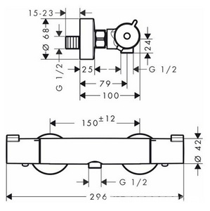 Смеситель термостат для душа, (цв.хром), HG  1001 CL ZZ Hansgrohe Ecostat 13211000