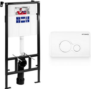 Копмлект для установки подвесного унитаза: застенный модуль, крепёж, панель 2-го смыва цв.,белый глянец, , Sava Fix Slim ZZ Bettoserb Morava SET40006457