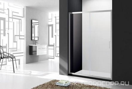 Дверь в нишу 1500 (1470-1520)хh1950мм, сдвижная, правая/левая,(стекло прозр. Idrorepelente 6мм,фурнит.цв.хром),  ZZ Cezares Molveno MOLVENO-BF-1-150-C-Cr-IV