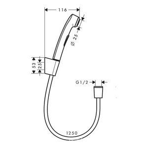 Гигиенический душ, (лейка с кнопкой, кронштейн, шланг 125см, 1/2), (цв.полированное золото), Hansgrohe ZZ Hansgrohe Универсал 32129990