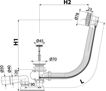 Слив-перелив для ванны, автомат, бронза ZZ AlcaPlast Универсал A55ANTIC (A55 ANTIC-RU-01)