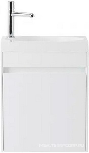 База под раковину подвесная с 1 дверкой, петли справа, 454х256xh520мм, без раковины, (цв.Bianco Lucido),  ZZ BelBagno Pietra Mini PIETRA MINI-460-1A-SO-BL-R