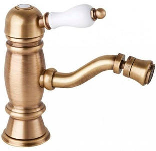 Смеситель для биде, с д/к, (цв.бронза, ручка цв.белая),  ZZ Cezares Venezia VENEZIA-BSM1-02-Bi