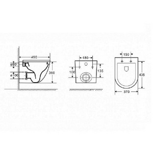 Унитаз подвесной Azario Grado 490х370х360 безободковый, быстросъем. сиденье с микролифт в компл., цв. черный  ZZ Azario Gloria AZ-0046N-MB