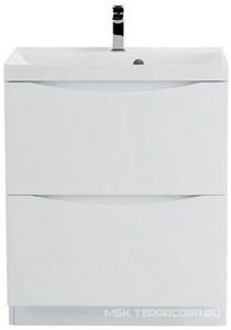 База под раковину напольная с двумя выкатными ящиками, 600х450х850мм, без раковины, (цв.Bianco Lucido),  ZZ BelBagno Marino MARINO-600-2C-PIA-BL-P