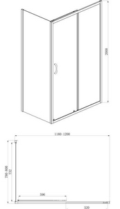Душевое ограждение 1200х800х2000, правая, БЕЗ ПОДДОНА, прозрачное стекло, цвет профиля черный Azario Azario AZ-ND1131-R 1200 BLACK