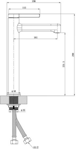 Смеситель для раковины, высокий, без донного клапана, цв.хром ESKO Sochi SC25