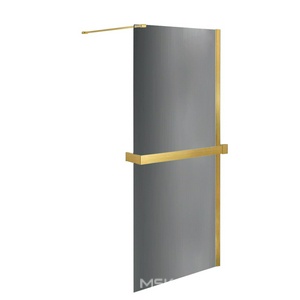 Душ.перегородка 900хh2000мм, (стекло тонированное 8мм Easy Clean, поперечн. укорач.кронштейн 1200мм, фурнит.цв.браш.золото),  ZZ Vincea Walk-In VSW-4HR900CGG