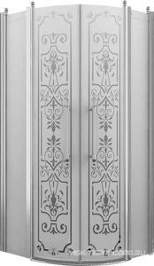 Душевое ограждение, 1/4 круга, R550, 900х900хh1950мм, 2 расп.двери с 2 неподв.сегм., (профиль цв. хром, стекло 6мм матовое.с прозр.рис),  ZZ Romance Collection Malme ML.R1.90.FGTP CR КЛАССИКА