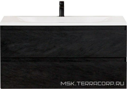 База под раковину подвесная с двумя выкатными ящиками,100x50x50см, без раковины, (цв.Nero),  ZZ Cezares Molveno MOLVENO-100-2C-SO-NR