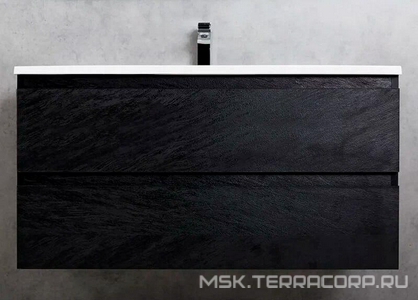 База под раковину подвесная с двумя выкатными ящиками,100x50x50см, без раковины, (цв.Nero),  ZZ Cezares Molveno MOLVENO-100-2C-SO-NR