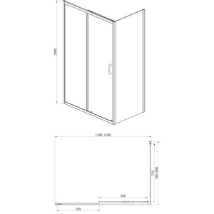 Душевое ограждение 1200х800х2000, левая, БЕЗ ПОДДОНА, прозрачное стекло, цвет профиля черный ZZ Azario Azario AZ-ND1131-L 1200 BLACK