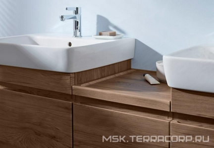 Шкаф пенал подвесн. 390хh1050х360мм, правый/левый, 2 дверцы, 1 выдв.ящик, крепёж в комп., (цв. Пекан),  ZZ Geberit Renova Plan 501.922.JR.1