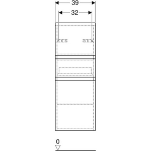 Шкаф пенал подвесн. 390хh1050х360мм, правый/левый, 2 дверцы, 1 выдв.ящик, крепёж в комп., (цв. Пекан),  ZZ Geberit Renova Plan 501.922.JR.1
