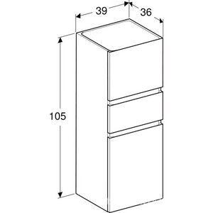 Шкаф пенал подвесн. 390хh1050х360мм, правый/левый, 2 дверцы, 1 выдв.ящик, крепёж в комп., (цв. Пекан),  ZZ Geberit Renova Plan 501.922.JR.1