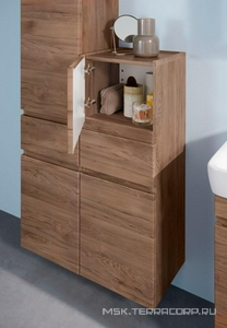 Шкаф пенал подвесн. 390хh1050х360мм, правый/левый, 2 дверцы, 1 выдв.ящик, крепёж в комп., (цв. Пекан),  ZZ Geberit Renova Plan 501.922.JR.1