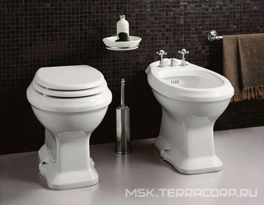 Биде напольное 360х570хh390мм, 1 отв. д/смес., (с желобом по периметру), (цв. белый),  Simas Arcade AR 823