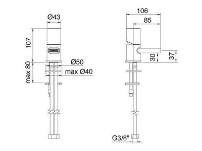 Смеситель для биде, БЕЗ д/к, (цв.хром),  ZZ 3M NANOtech 5411 СС
