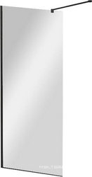 LIBERTA-L-1-85-C-NERO Душевая перегородка с односторонним входом, стекло прозрачное, профиль чёрный, 850x1950 мм | ZZ