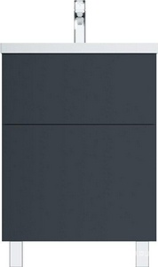 Тумба под раковину , напольная, 60 см, 2 ящика push-to-open, цвет графит матовый ZZ AMPM Gem M90FSX06022GM32
