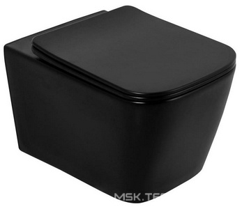 Унитаз подвесной, безободковый, 520х360мм, без сиденья, крепеж в компл., (цв.черный матовый),  ZZ BelBagno Ardente-C BB3202CHR-MB