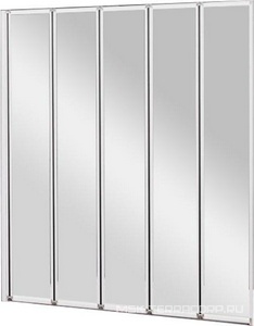 Шторка на ванну 1200хh1400мм, складная, 5 секций, Правая/Левая, (стекло прозрачное 4мм, профиль цв.серый), Relax ZZ Cezares relax RELAX-V-5-120/140-C-Bi