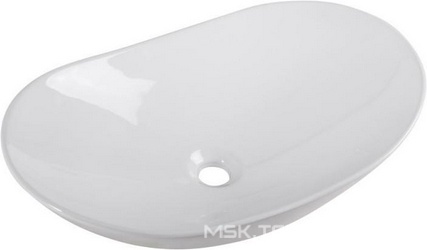 Раковина накладная керамическая, овальная 605x370xh150мм, без отверстия для смесителя, без перелива, (цв.белый), BelBagno ZZ
