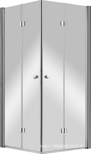 Душевой уголок 900х900хh1950мм, квадрантый, 2 складные двери, (стекло прозр.6мм, фурнит.цв.хром),  ZZ Cezares Eco eco-o-as-2-90-c-cr